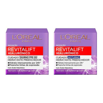 Kit Creme Anti-idade Revitalift Hialurônico Noturno e Diurno 49g - L'Oréal Paris