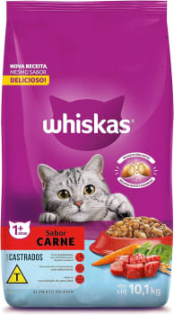 Ração Whiskas para Gatos Adultos Castrados Sabor Carne - 10,1kg