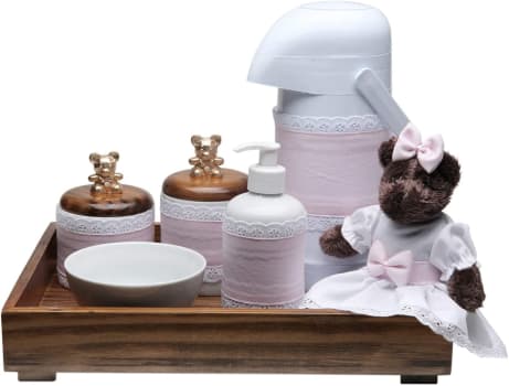 Kit Higiene Toys Escuro Ursa Potinho de Mel Rosa