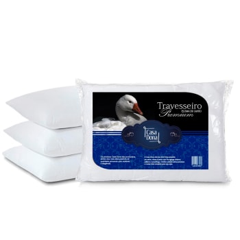 Kit 4 Travesseiros Pluma De Ganso Premium 50x70cm Casa Dona 200 Fios Branco