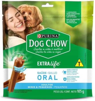 10 Pacotes - Petisco Neslé Dog Chow Saúde Oral para Cães Adultos Pequenos 105g