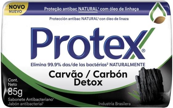 4 Unidades - Sabonete em Barra Protex Carvão Detox 85g