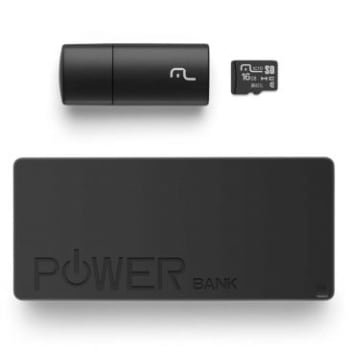 Kit Power Bank 4000mAh + Pendrive + Cartão de memória Micro SD classe 10 com 16GB Multilaser - MC220