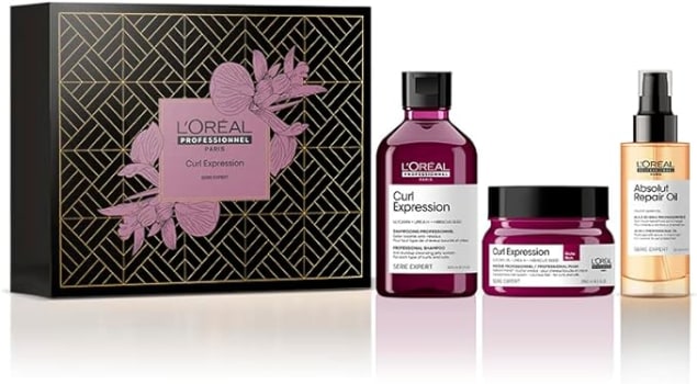 L'Oréal Professionnel Kit Curl Expression - Shampoo 300ml + Máscara de tratamento Rich 250g + Absolut Repair Óleo 10 em 1-90ml, Para cabelos crespos e cacheados, Hidrtação de longa duração