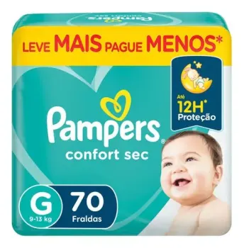 Fralda Descartável Pampers Confort Sec, Tamanho G, 70 Unidades