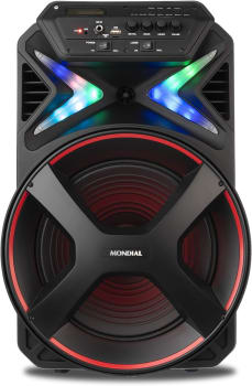 Caixa Amplificada Connect Lights Mondial Preto/Vermelho 400W RMS Bivolt - CM-400