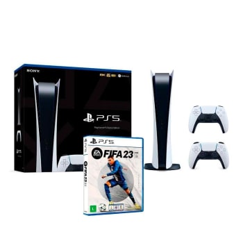 Console Sony PlayStation 5 Edição Digital, com Controle + FIFA 23 + Controle Sem fio PS5 DualSense