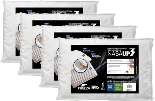 Kit 4 Peças Travesseiro Nasa UP 3 para Fronhas 50x70 CM - Fibrasca Branco