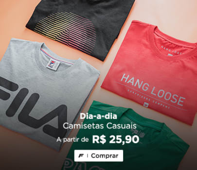 Camisetas Casuais a partir de R$ 25,90 + 10% de Desconto com Cupom!  