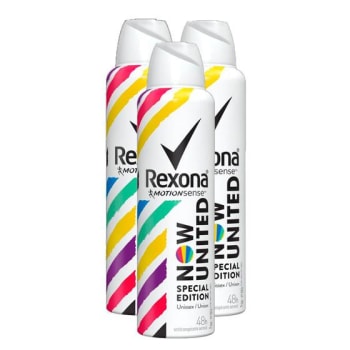 3 Unidades — Desodorante Aerosol Antitranspirante Rexona Now United 150ml