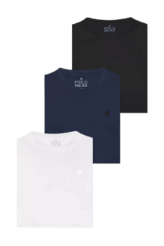 Kit 3 Camisetas Masculinas 100% Algodão Polo Wear Sortido