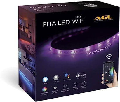 Fita LED Inteligente AGL, Wi-Fi, 3 metros, Compatível com Alexa, Branco - bivolt