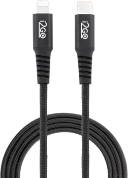 Cabo IPhone/Lightning + USB-C I2GO Certificado MFi 2m 3A Nylon Trançado Preto - I2GO PRO