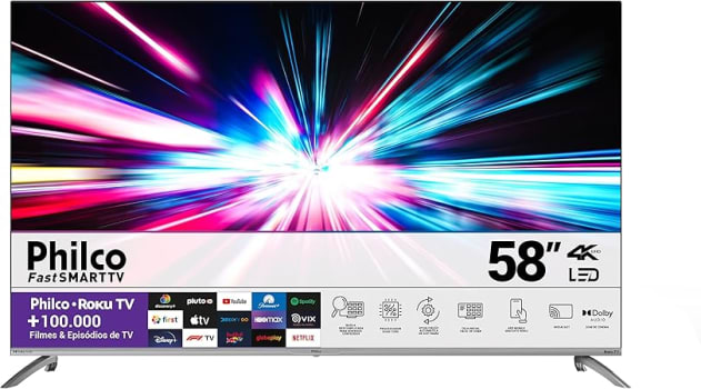 Smart TV Philco PTV58G7UR2CSBL 58” 4K Led Dolby Audio