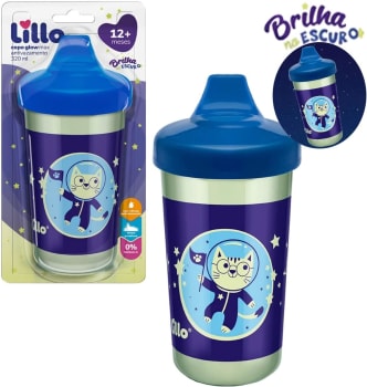 Lillo Copo Antivazamento Max Brilha No Escuro 320Ml - Azul