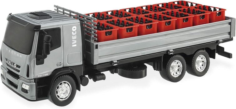 Caminhão Transporte Bebidas Com Vasilhames E Garrafas Iveco Brinquedo Infantil (Cor Sortida)