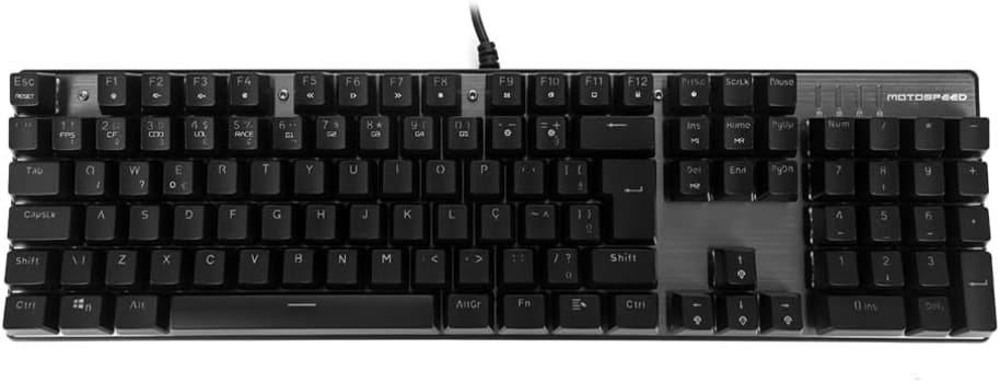 Teclado Mecânico Gamer Motospeed CK104 Preto RGB, Brown Switch BR