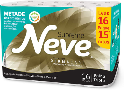 Papel Higiênico Supreme Folha Tripla 16 Unidades - Neve