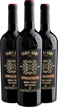 Kit 3 Campi Rudi Appassimento Rosso Puglia Passito IGT por R$89,90 cada garrafa