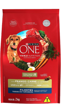 Ração Seca para Cães Filhotes Todas as Raças Frango e Carne 2kg - Purina One