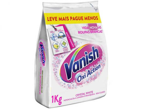 Tira Manchas Vanish Crystal White Oxi Action em Pó - sem Cloro para Roupas Brancas Refil 1kg - Magazine Ofertaesperta