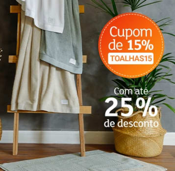 Toalhas com + 15% de desconto com o Cupom TOALHAS15