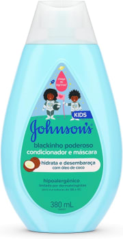 Johnson's Baby Condicionador e Máscara Infantil Para Cabelos Crespos Blackinho Poderoso, 380ml