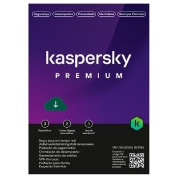 Kaspersky Antivírus Premium 2022 3 Dispositivos 1 Ano, Digital para Download - KL1047KDCFS