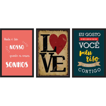 Conjunto de Quadros Kapos Decorativos Sonhos 22x32cm sem Vidro - 3 Peças