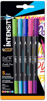 Caneta Hidrografica BIC Intensity Dual Tip 5 cores