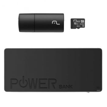 Kit Multilaser com Power Bank de 4000mAh, Pendrive e Cartão de memória Micro SD com 16GB - MC220