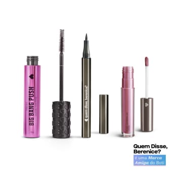 Combo Caneta Delineadora Olhos 1ml + Máscara de Cílios Big Bang Push 10g + Gloss Superbrilho Rosa Rosex 4ml