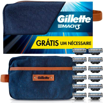 Kit 12 Unidades Carga para Aparelho Gillette Mach3 + Nécessaire