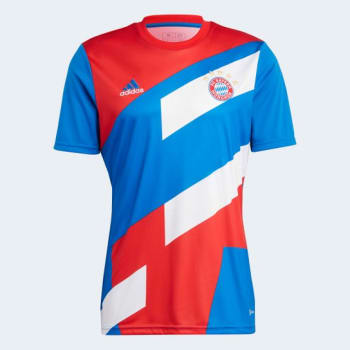 Camisa Bayern de Munique 23/24 s/n° Pré Jogo Adidas Masculina - Vermelho+Azul