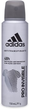 3 Unidades — Desodorante Aerosol Antitranspirante Masculino Adidas Pro Invisible 150ml