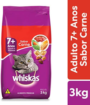 Ração Para Gatos Whiskas Carne Adultos Sênior 7+ Anos 3kg