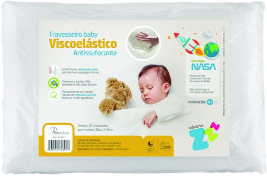 Travesseiro Antissufocante Visco Revestimento 30x40cm Branco Fibrasca