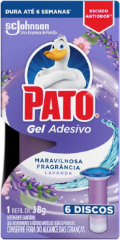 2 Unidades - Pato Desodorizador Sanitário Gel Adesivo Lavanda Refil 6 Discos