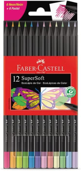 EcoLápis de Cor Supersoft 6 Neon + 6 Pastel Faber-Castell