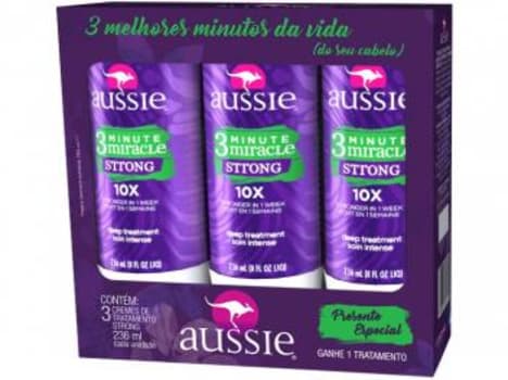 Kit Aussie 3 Minute Miracle Strong - 3 Unidades - Magazine Ofertaesperta