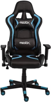 Cadeira Gamer Reclinável Moob Thunder Com Almofadas para Lombar e Pescoço (Preto/Azul)