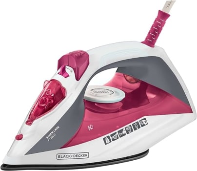 Black Decker Ferro de Passar Roupa, com Vaporizador com Base Antiaderente, Rosa, Modelo FX2200, 110V