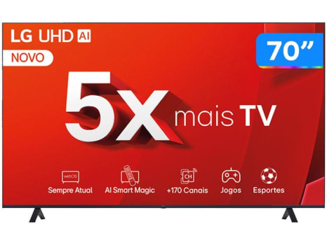 Smart TV 70" 4K LG Ultra HD 70UT8050 com Processador a5 Ger7 AI, Alexa/Chromecast integrado, Otimizador de Jogos, webOS 24 e Controle Smart Magic - TV 4K Ultra HD - Magazine OfertaespertaLogo LuLogo Magalu