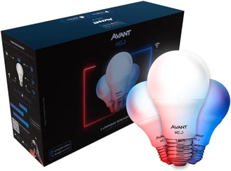 KIT 3 Lâmpadas Inteligentes LED Smart WI-FI compatível com Alexa, linha NEO, 10W, Luz branca e amarela (2700K-6500K), Bivolt, Avant, 290038077