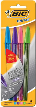 Caneta Esferográfica BIC Cristal Fashion Precisão E Suavidade, 4 Cores, Ponta Ultra Fina, 0.7mm, 902482, 1 Unidade