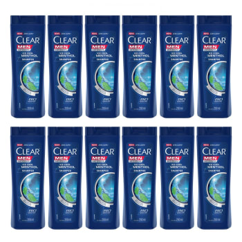 Kit com 12 Shampoo Clear Ice Cool Menthol 200ml - IncolorKit com 12 Shampoo Clear Ice Cool Menthol 200ml - Incolor
