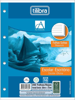 Refil Tiliflex para Caderno Argolado Universitário 200 Folhas Soltas Académie 157821 20x27.5cm Branca - Tilibra