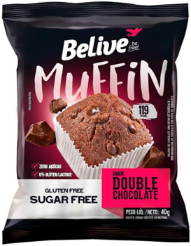 10 Unidades Muffin Double Chocolate Zero Açúcar sem Glúten sem Lactose Belive 40g