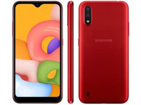 Smartphone Samsung Galaxy A01 32GB Vermelho - 2GB RAM Tela 5,7” Câm. Dupla + Câm. Selfie 5MP Vermelho