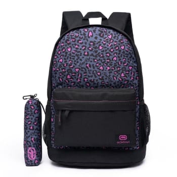 Kit Mochila + Estojo Ecko Moda Feminina Oncinha Reforçado - Preto